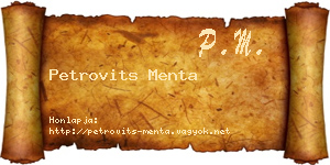 Petrovits Menta névjegykártya